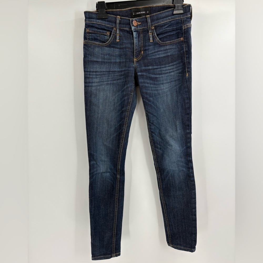 Calvin Rucker blue worn in polyester cotton lyrca skinny jeans size 26
